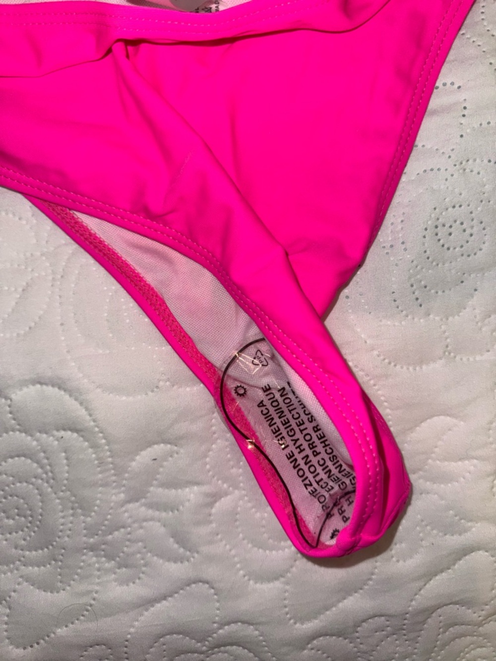 Hot Pink Halter One-Piece Swimsuit - Deep V - Size Large - Picture 5 of 5